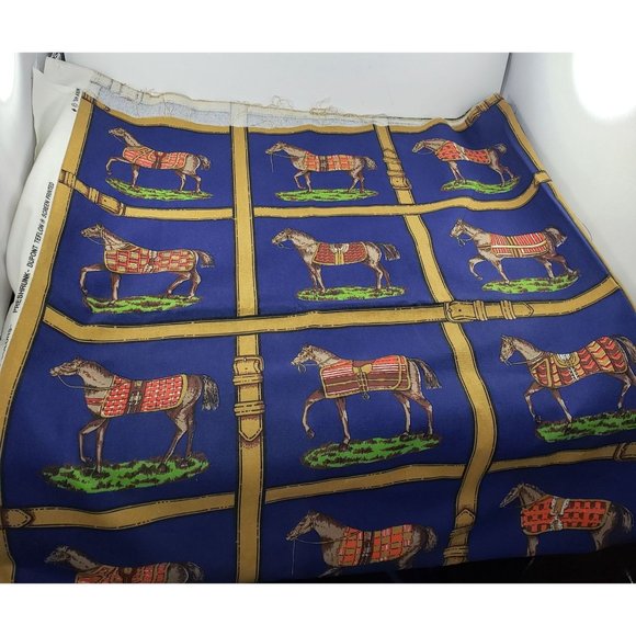 Vintage 5th Avenue Designs Horse Fabric Dupont Teflon Preshrunk 1984 - Picture 9 of 11